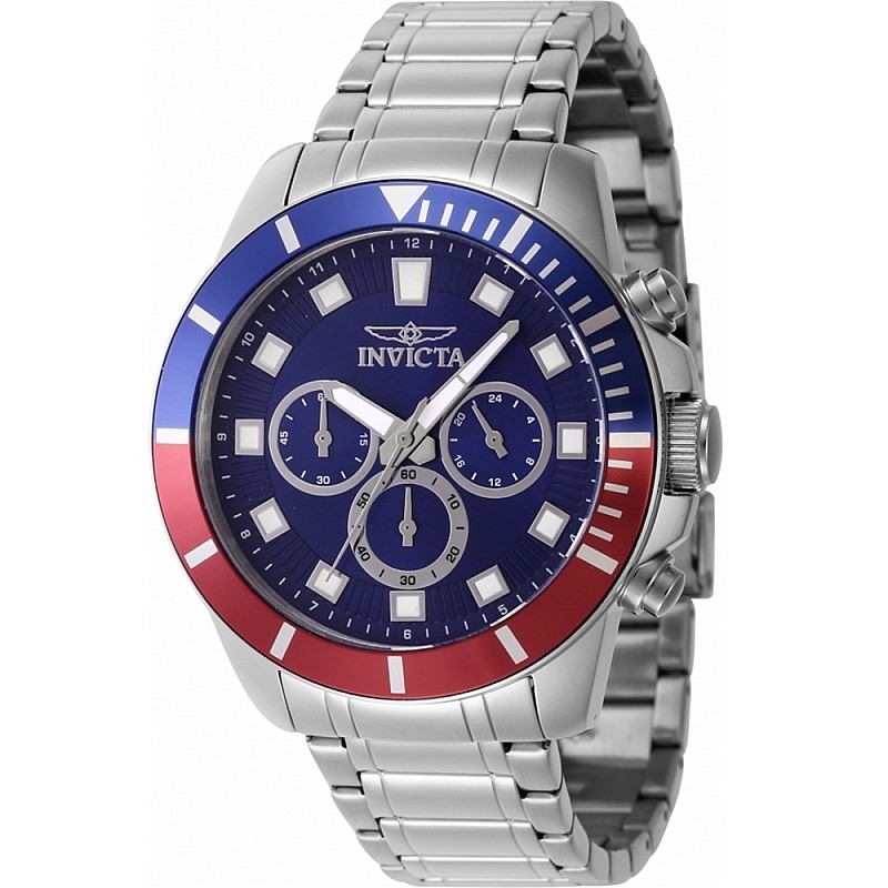 Мъжки часовник Invicta Professional 46041 Pro Diver – Хронограф с красив червено-син бейзел