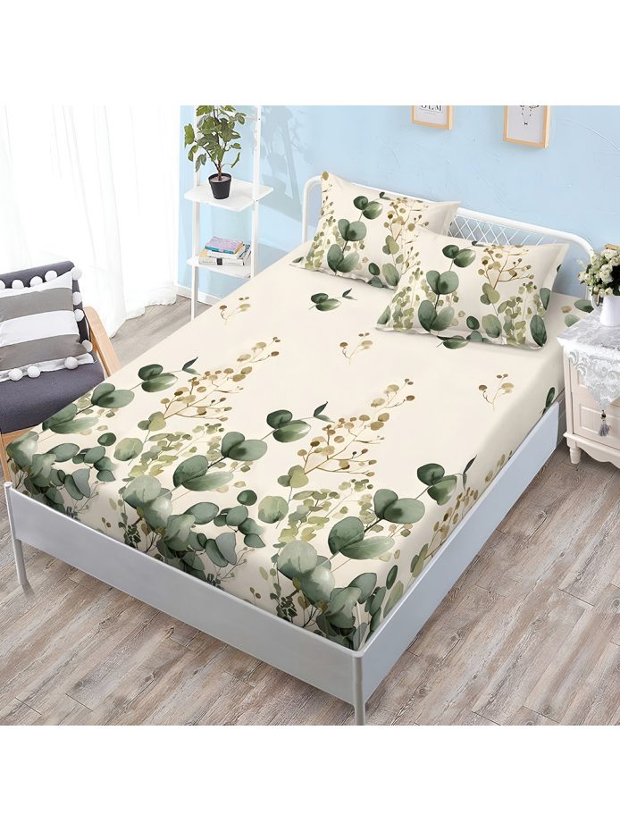 Долен чаршаф с ластик и две калъфки (за матрак от 160x200 до 180x200), 3 части